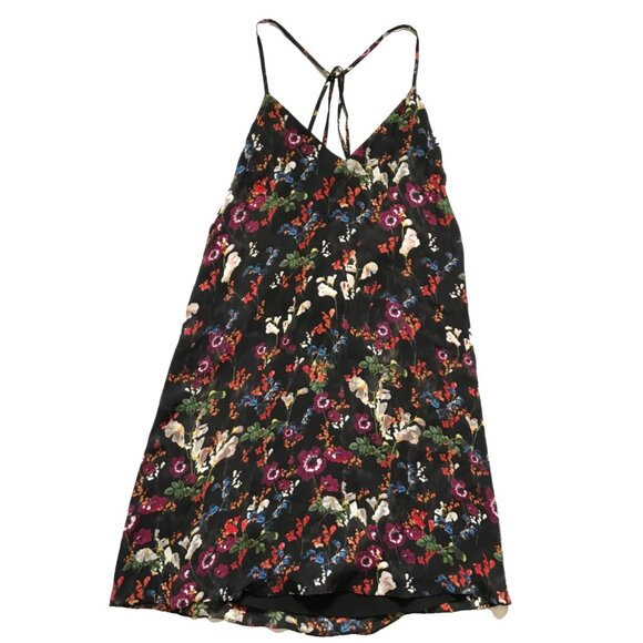 Alice + Olivia Mini Slip Dress Womens 4 Black Red Blue Floral Print Sleeveless - Picture 10 of 10